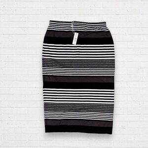 *NWT Max Studio Black White Flat Knit Pencil Midi Skirt S